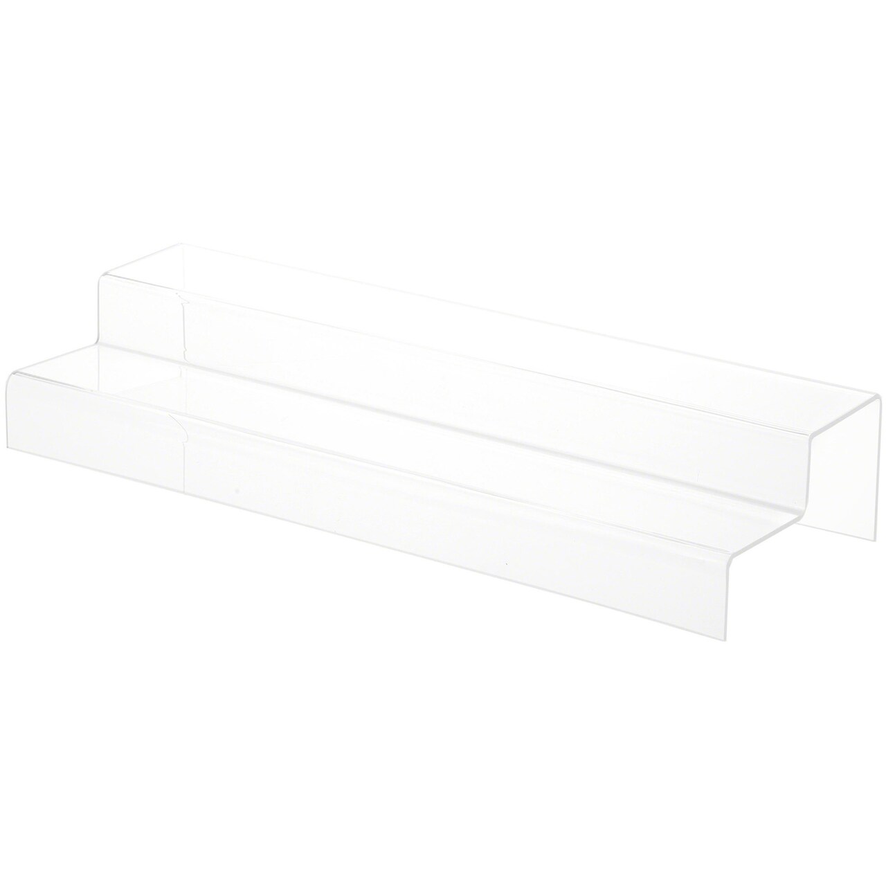 Plymor Clear Acrylic 2-Step Solid Back Display Stairs, 3.25" H x 18" W x 6.25" D